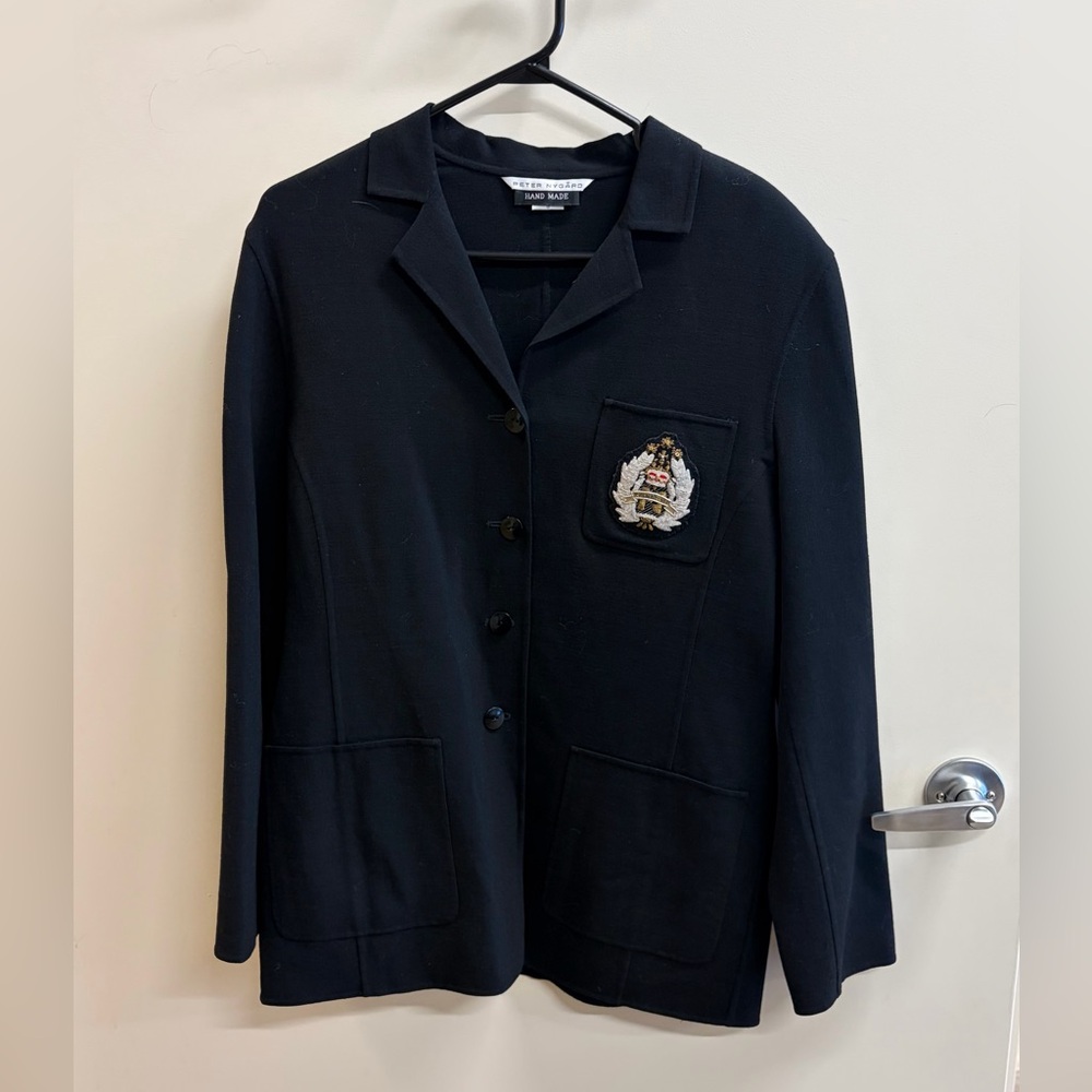 Peter Nygard Black Blazer with Embroidered Patch